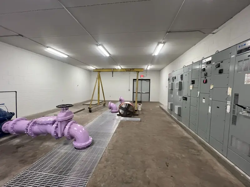 Pump room with new piping and electrical gear