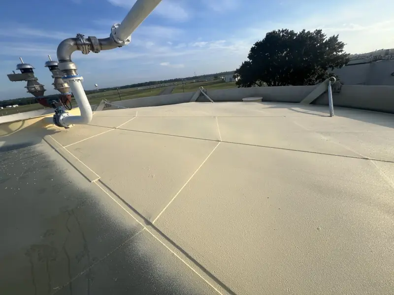 Roof coating near the access hatch