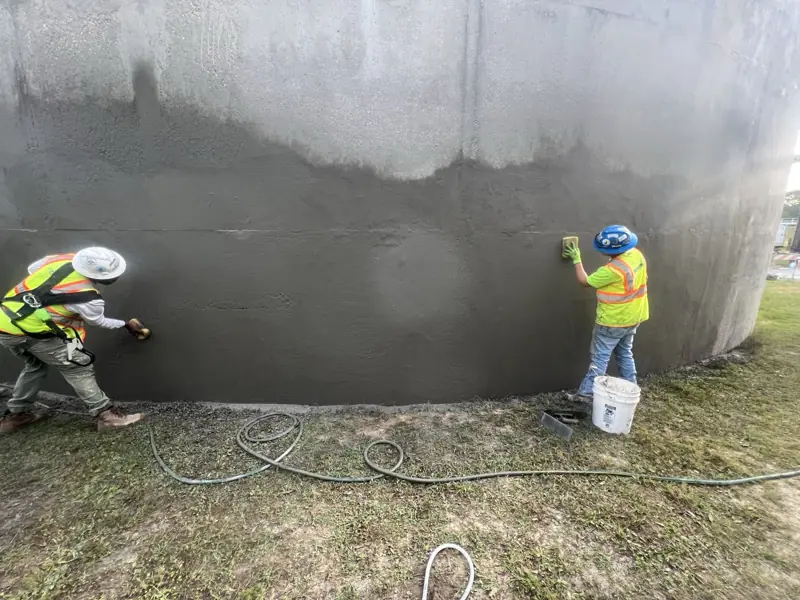 Crew resurfacing the tank shell